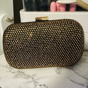 Vintage Cache Gold Rhinestone Clutch Purse Glam Y2K Evening Party Bag